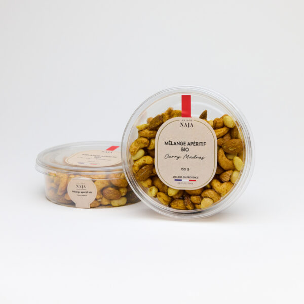 Mélange Apéritif fruits secs bio curry - Petite barquette 150g