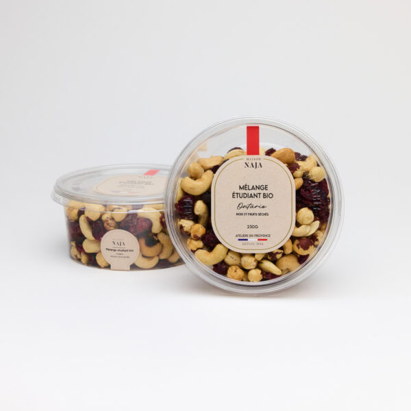 Mélange fruits secs Étudiant bio ontario grillé sans sel - Petite barquette 150g_