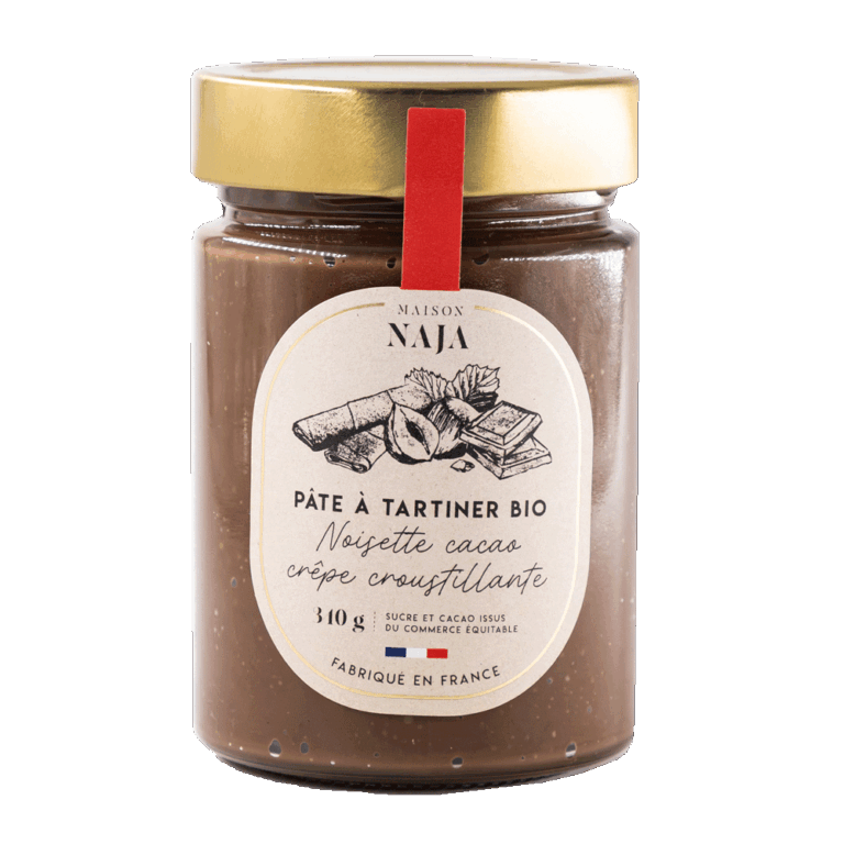 Pâte à tartiner noisette cacao crêpe croustillante