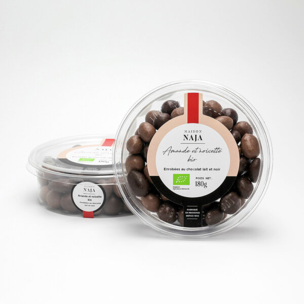 Amande et noisette chocolat lait et noir bio