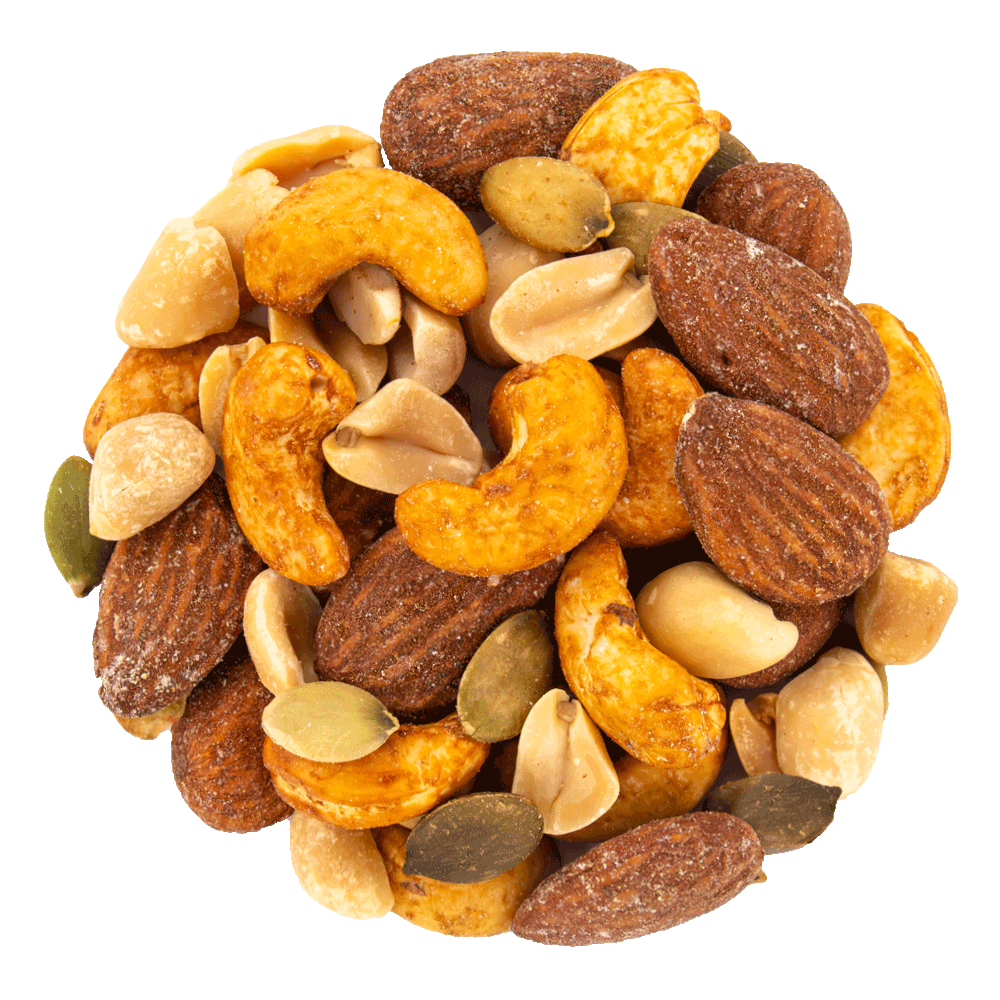 melange arachides, amandes, noix de cajou ,graines de courge et de tournesol aromatisées au tamari