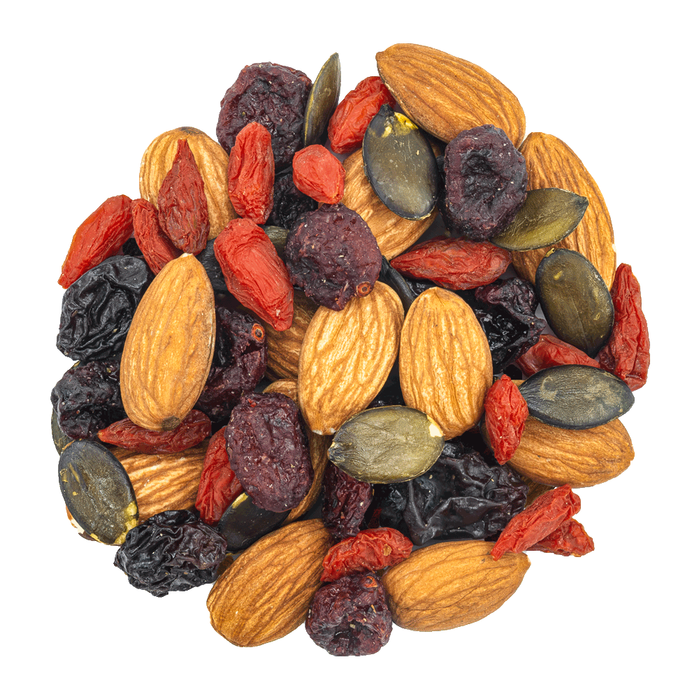 melange sportif tyrol bio amande, cranberry, graine de courge, baie de goji, raisin