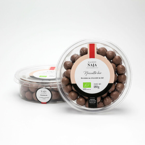 Noisette bio enrobée au chocolat au lait