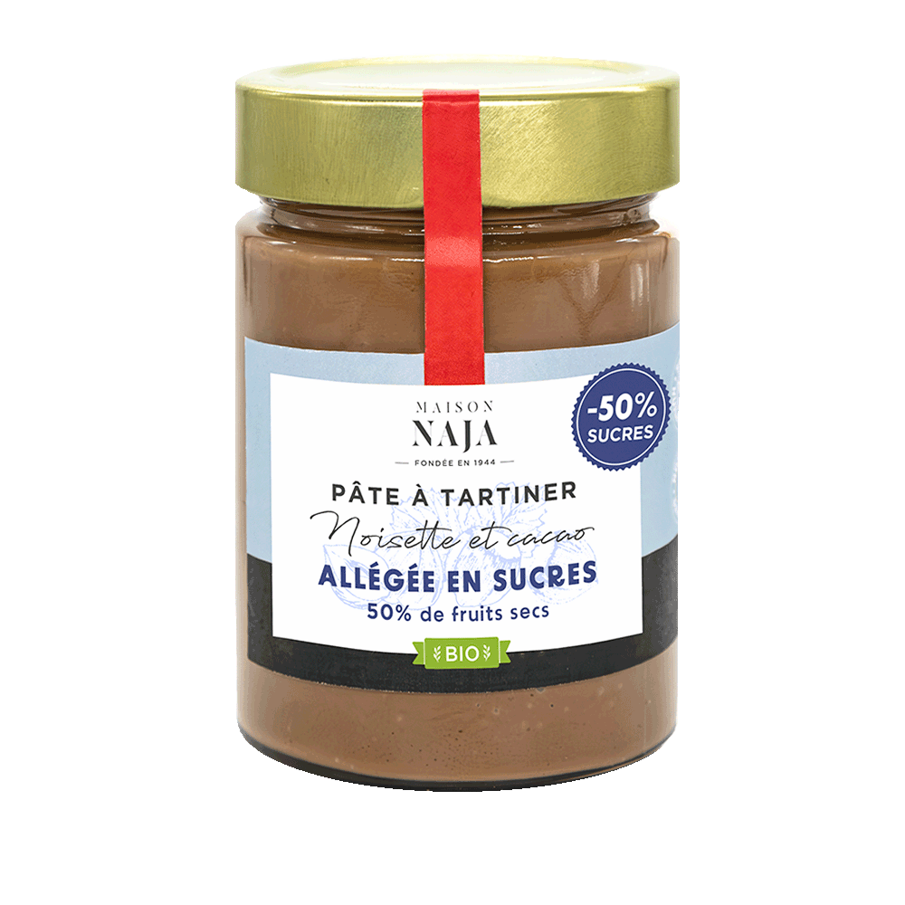pate à tartiner bio noisette chocolat allégée en sucre
