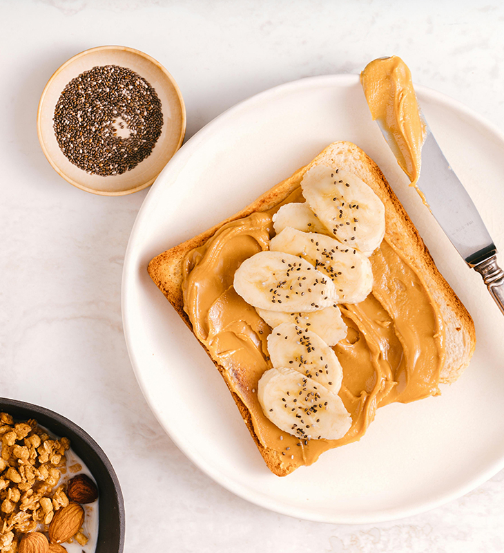 tartine peanut butter bananes graines de chia