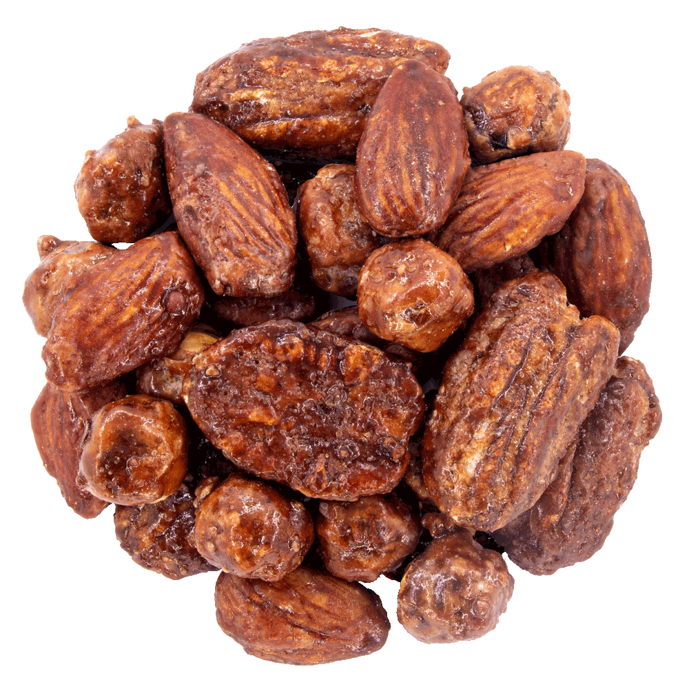 trois fruits caramélisés bio noisettes, amandes et noix de pécan