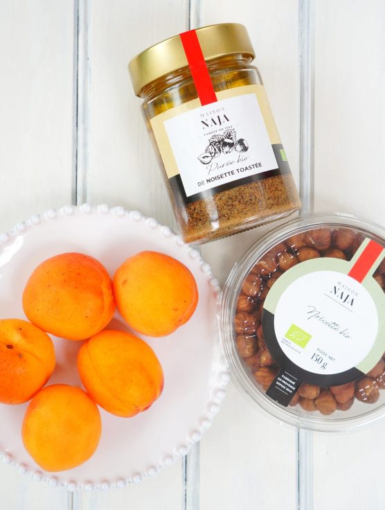 abricots, noisettes et purée de noisettes toastée maison naja